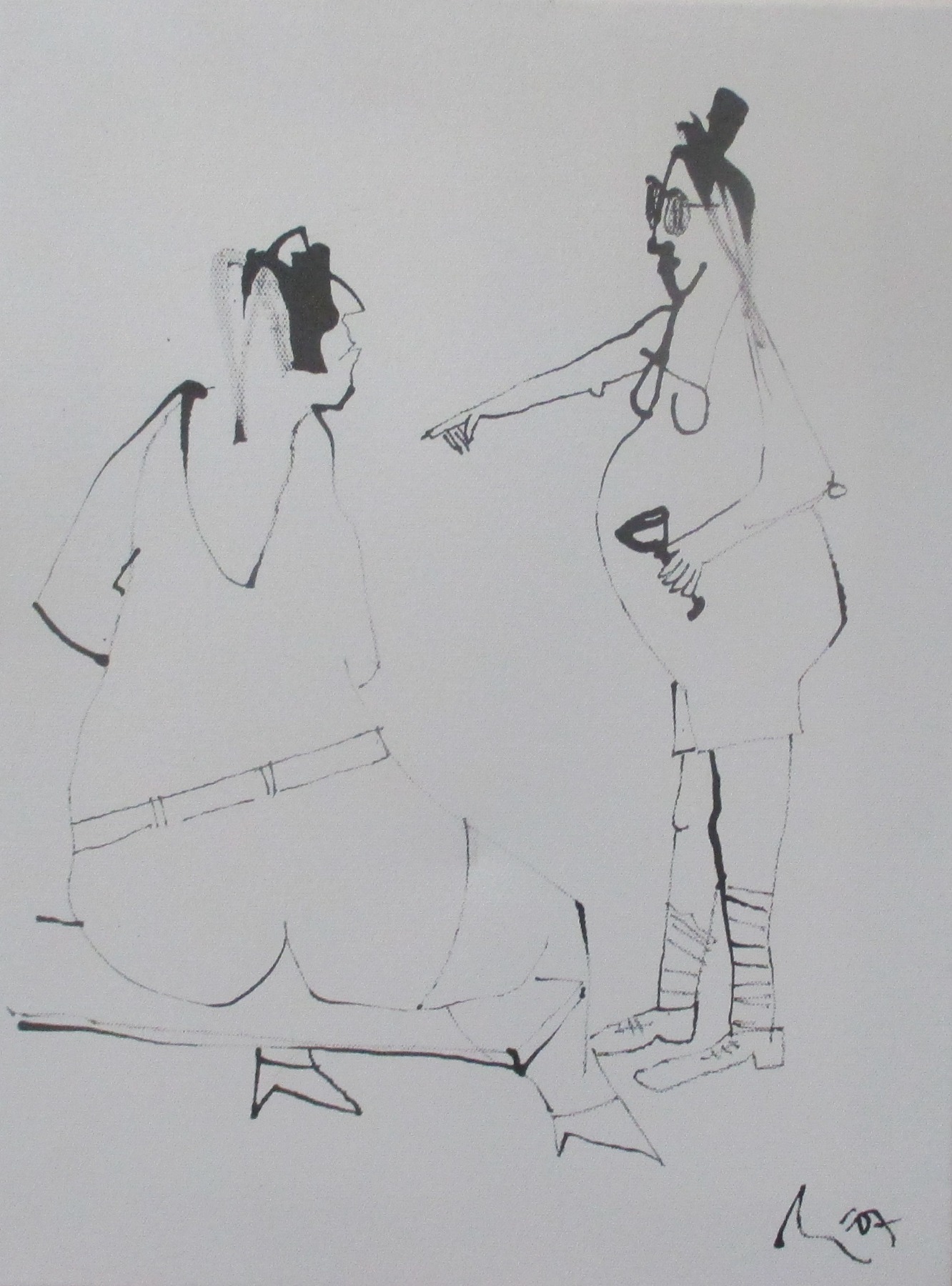 zwei Mädchen in Original-Malerei auf 30x40 cm Leinwand, Acryltusche