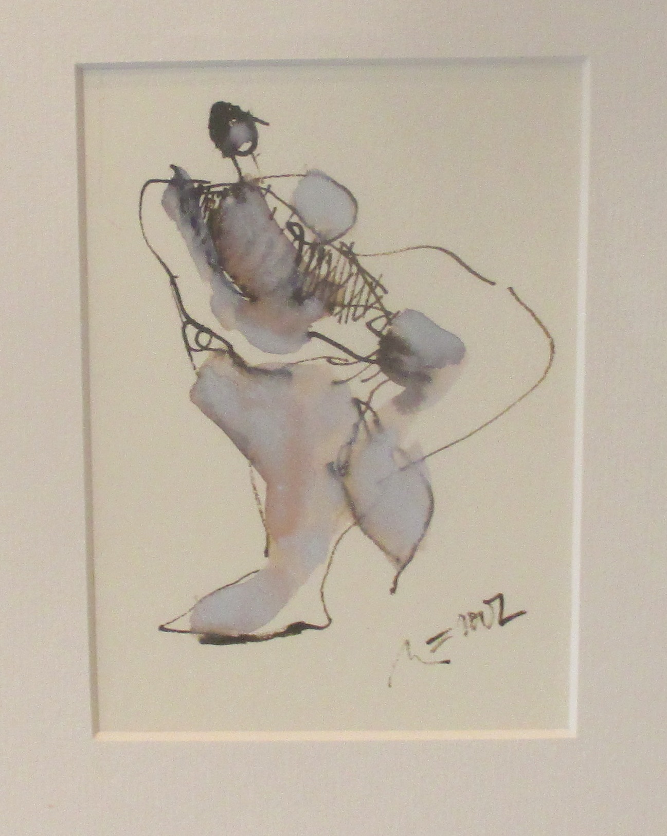 Akt in Silberrahmen Original-Zeichnung 27x24 cm im Rahmen Acryltusche