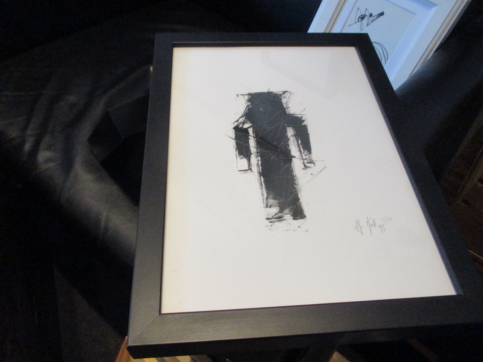3 x abstrakt in schwarz-weiss gerahmt Original-Zeichnung 29x21cm auf Papier Acryltusche 5