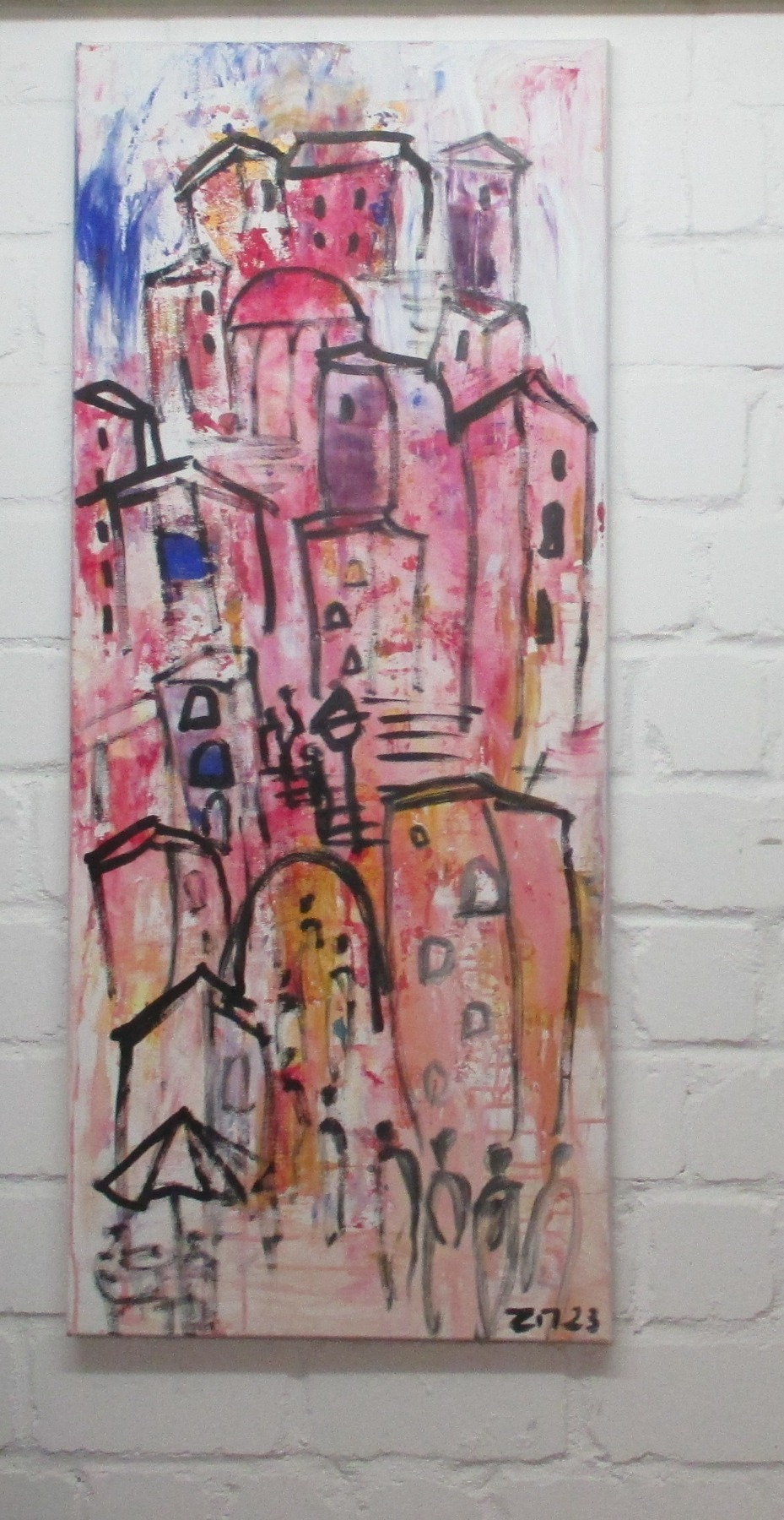 pink city 1 Painting, 120x50 cm Art, abstract Canvas, Original by Sonja Zeltner-Müller 2
