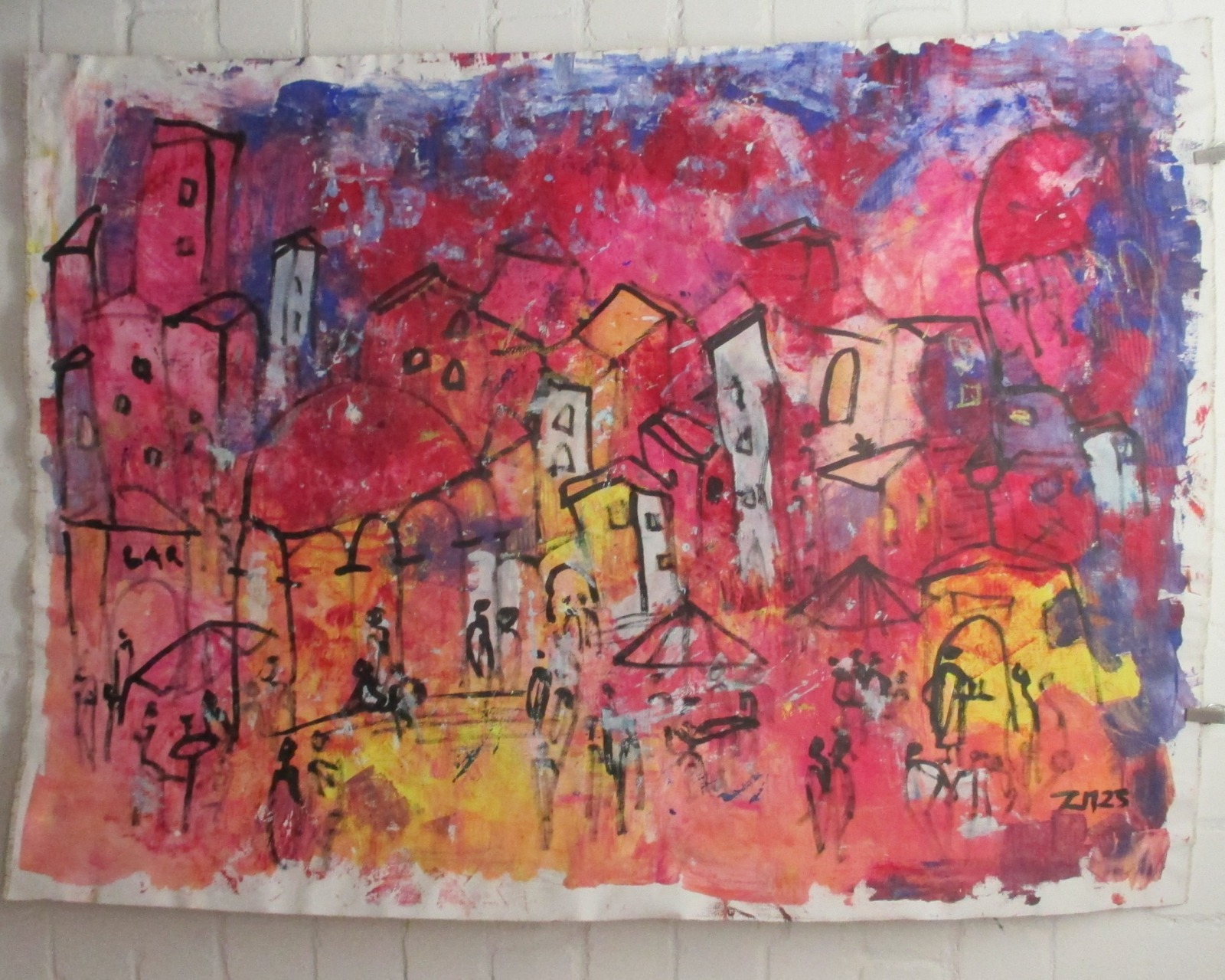 pink city Painting, 105x155 cm Art, abstract Canvas, Original by Sonja Zeltner-Müller 3