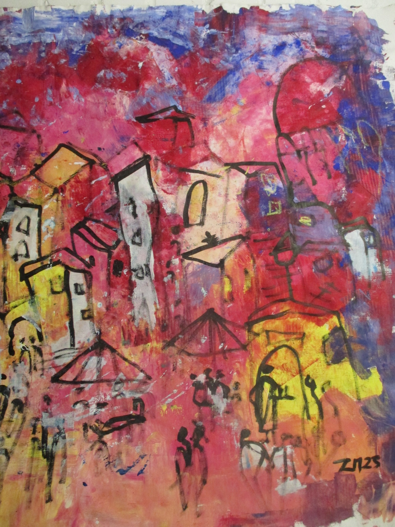 pink city Painting, 105x155 cm Art, abstract Canvas, Original by Sonja Zeltner-Müller 4