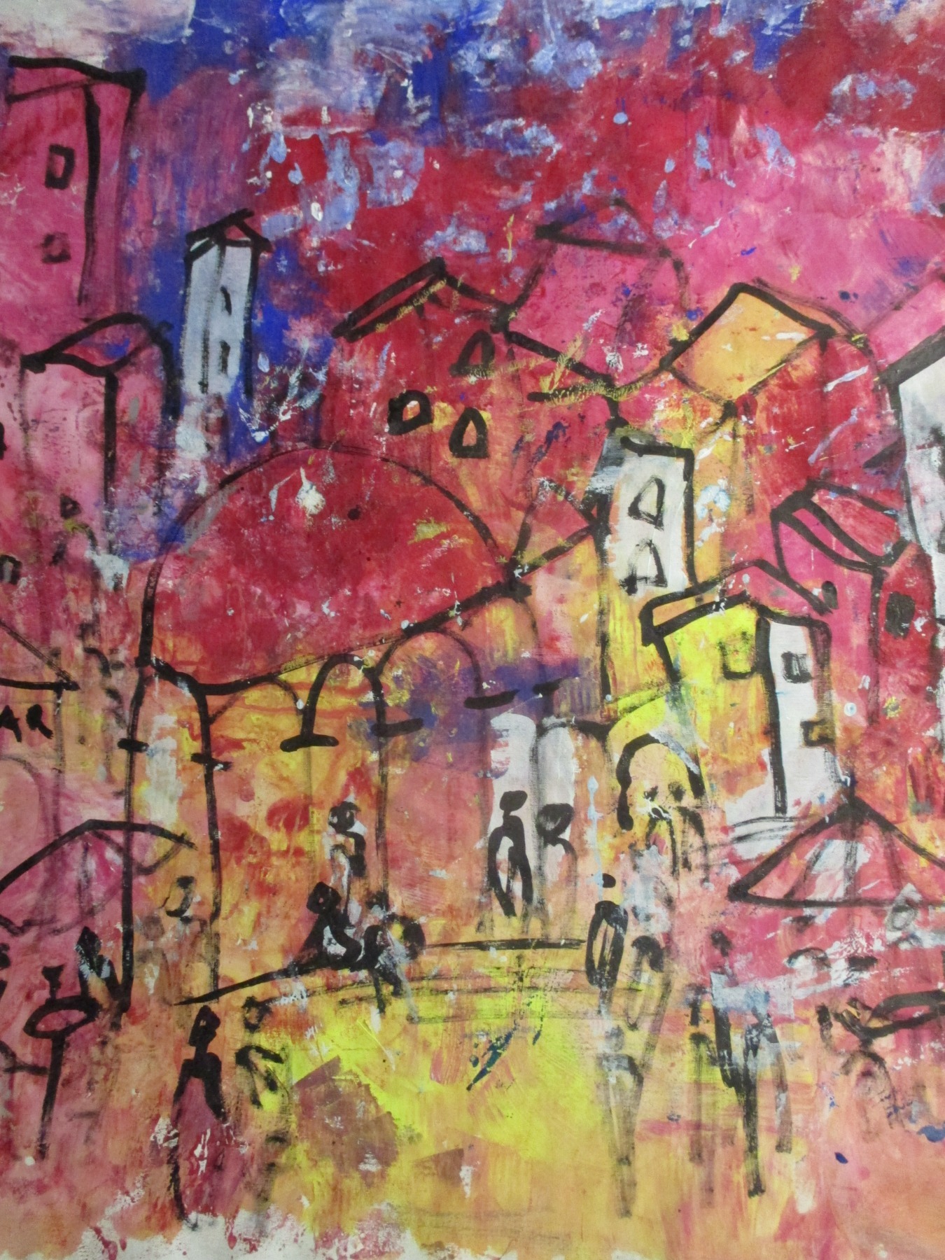 pink city Painting, 105x155 cm Art, abstract Canvas, Original by Sonja Zeltner-Müller 5