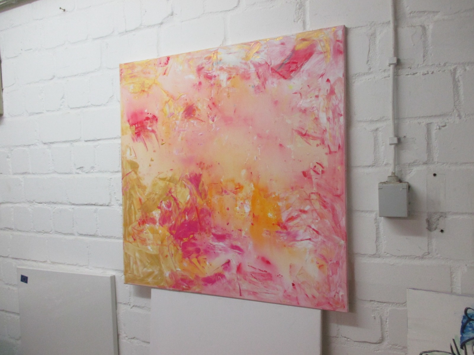 Abstrakte Kunst pink and golden 80x80 cm Acrylmalerei expressive informele Malerei 5