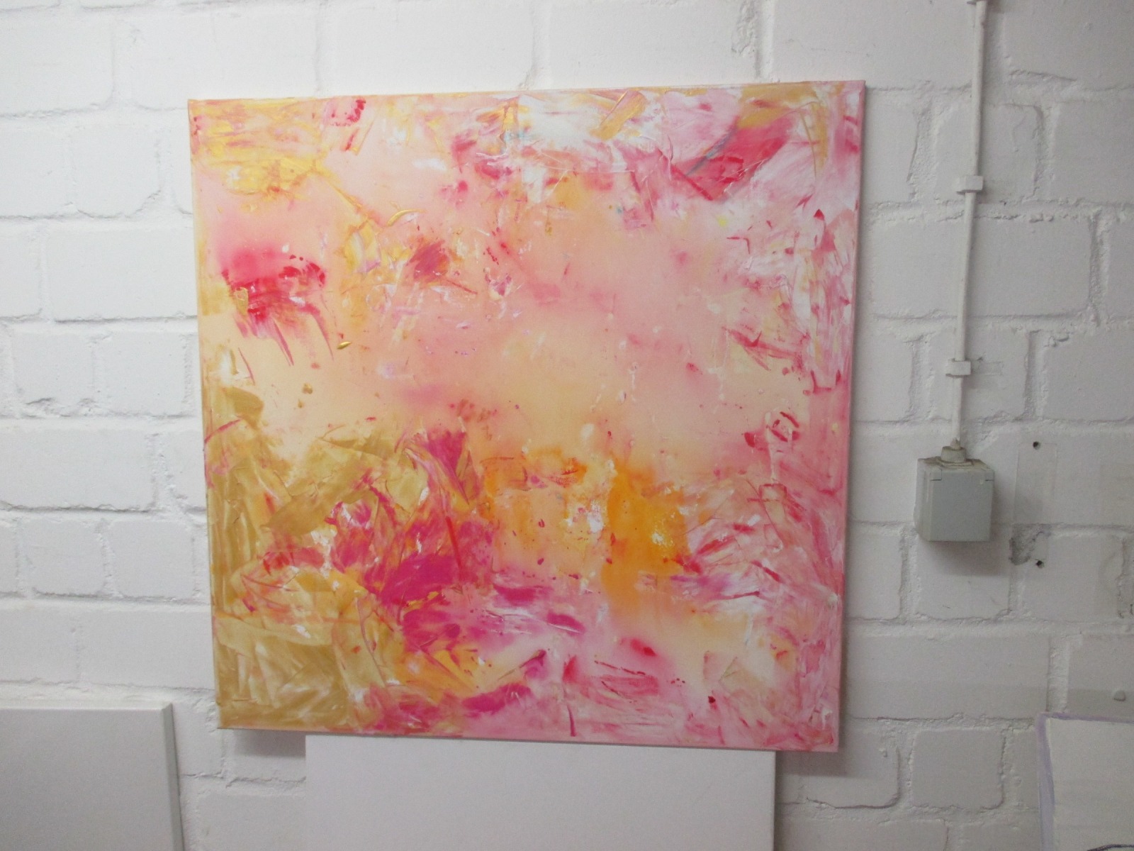 Abstrakte Kunst pink and golden 80x80 cm Acrylmalerei expressive informele Malerei 6