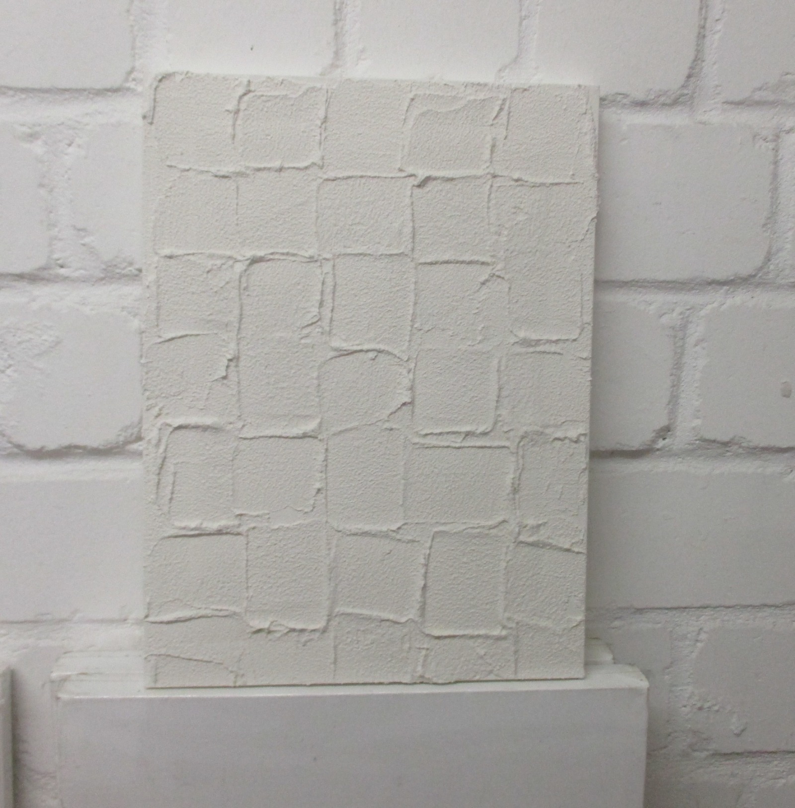 monochromes Strukturbild - Texture art weiß Sandbild 30x40x2cm 2