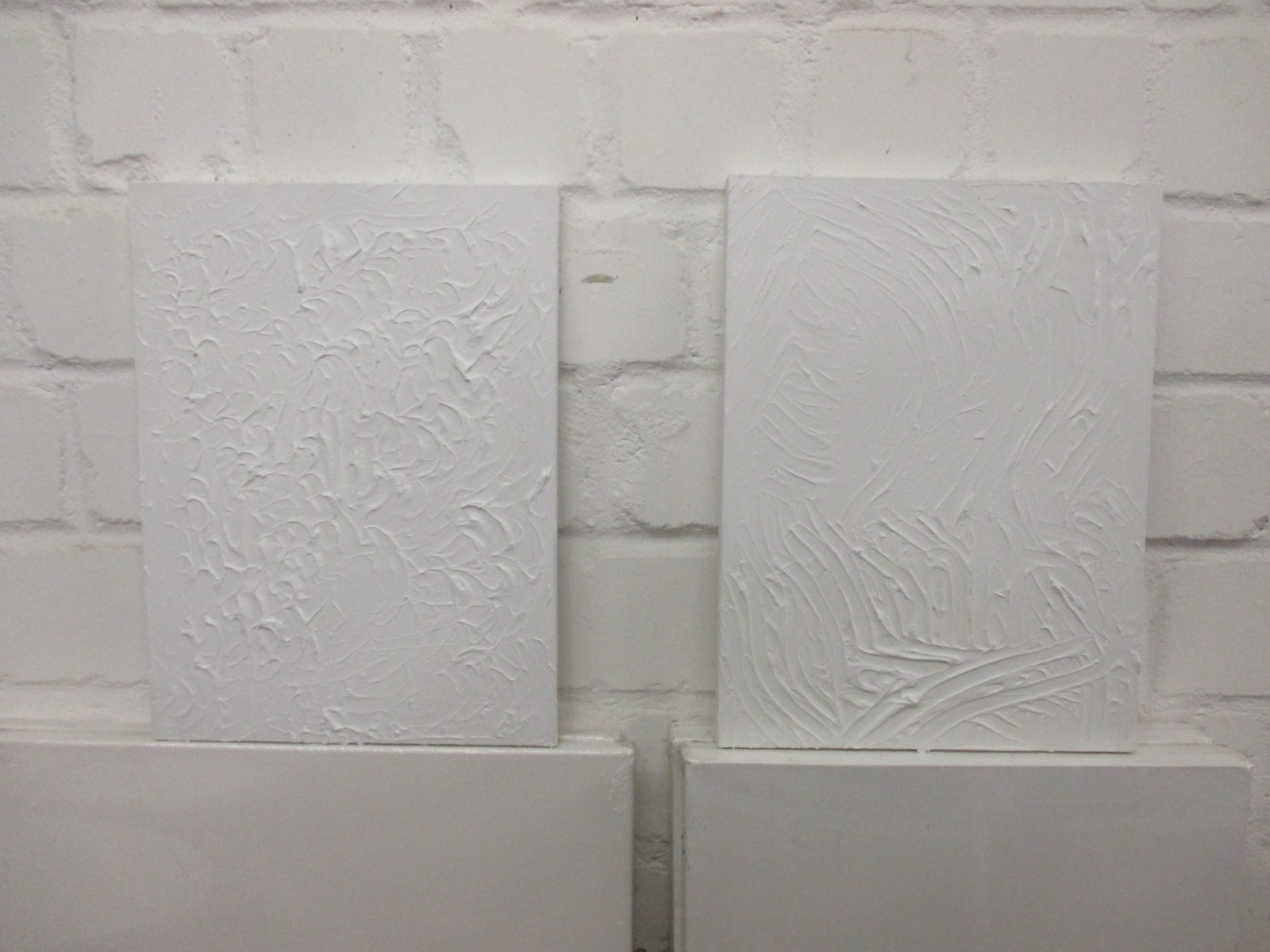 monochromes Strukturbild Duo - Texture art weiß Sandbild 2 x 30x40x2cm