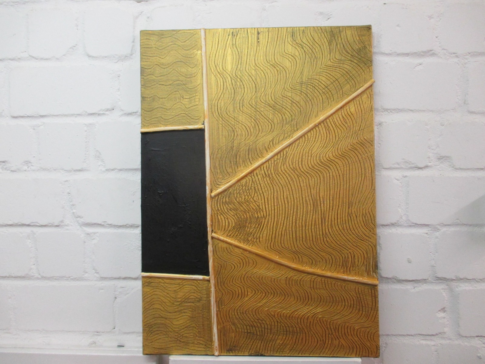 goldenes Strukturbild - Texture art boho Sandbild 70x50x2cm 4