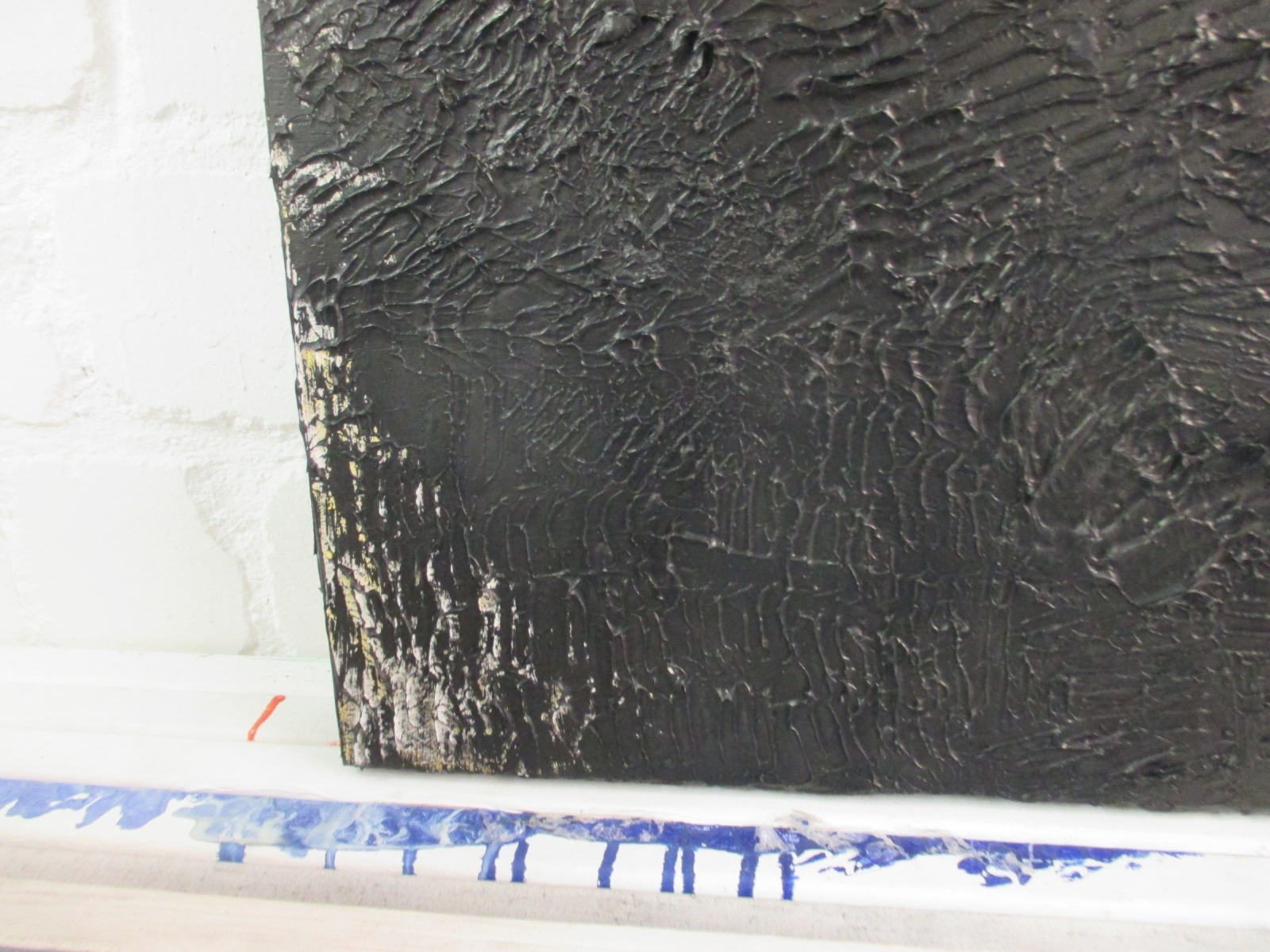 monochromes Strukturbild Relief Texture art schwarz Sandbild 40x50x4cm 5
