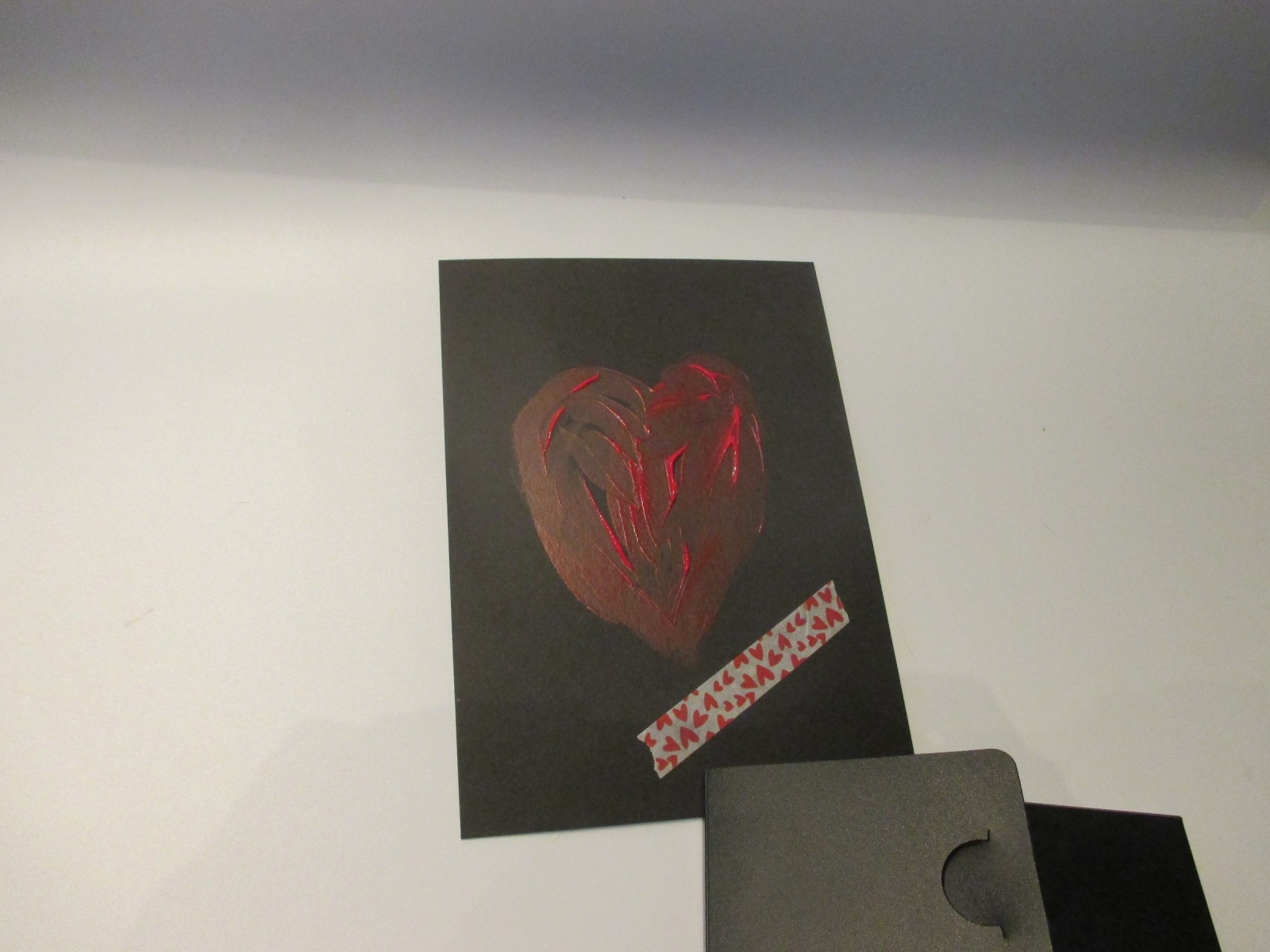 Valentinskarte rotes Herz mit Umschlag Original Zeichnung auf dickem Karton Acryl 4x21x15 cm 5