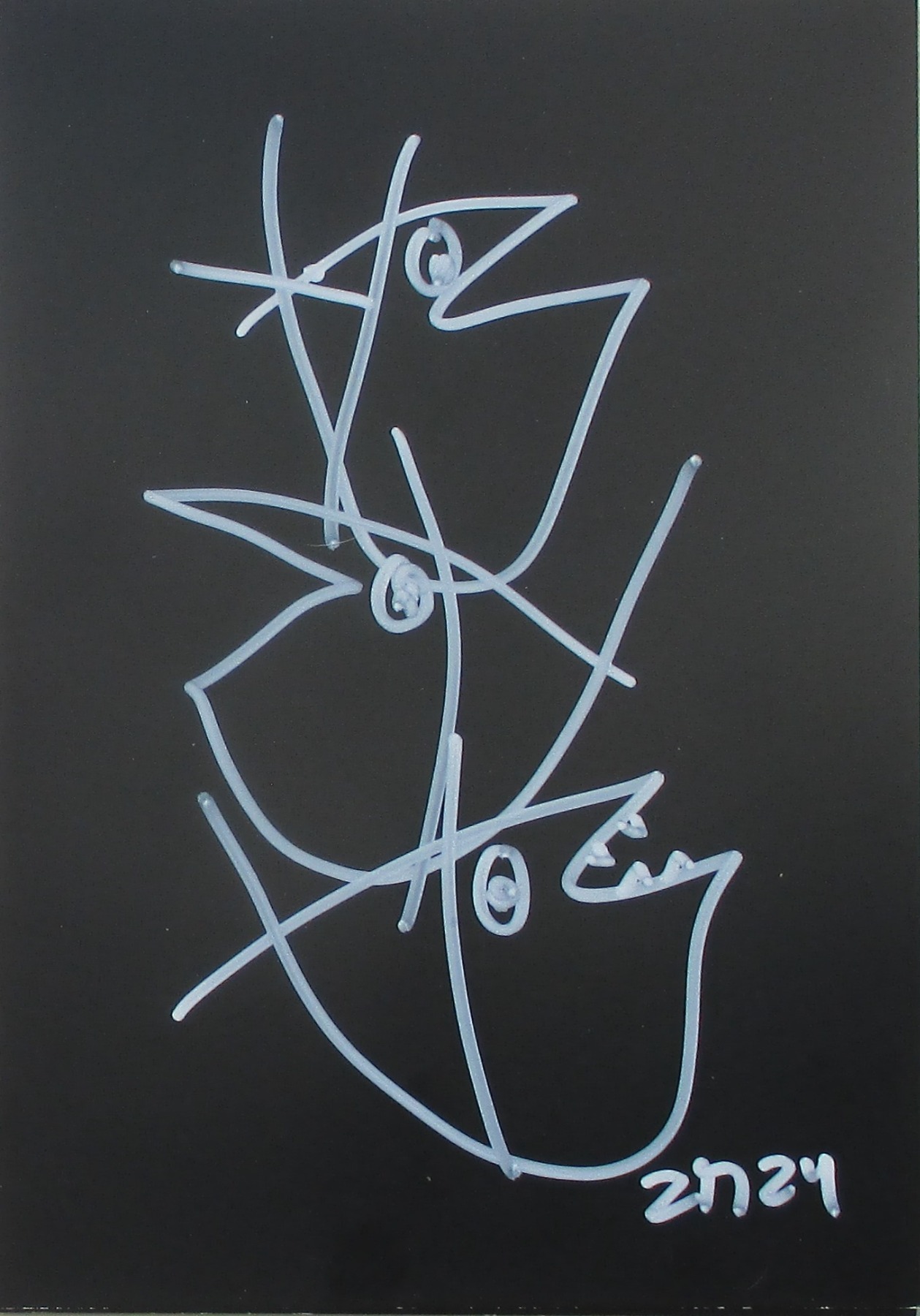 zwei Fische- Original Zeichnung auf dickem Karton black/White Acryl 21x15 cm 2