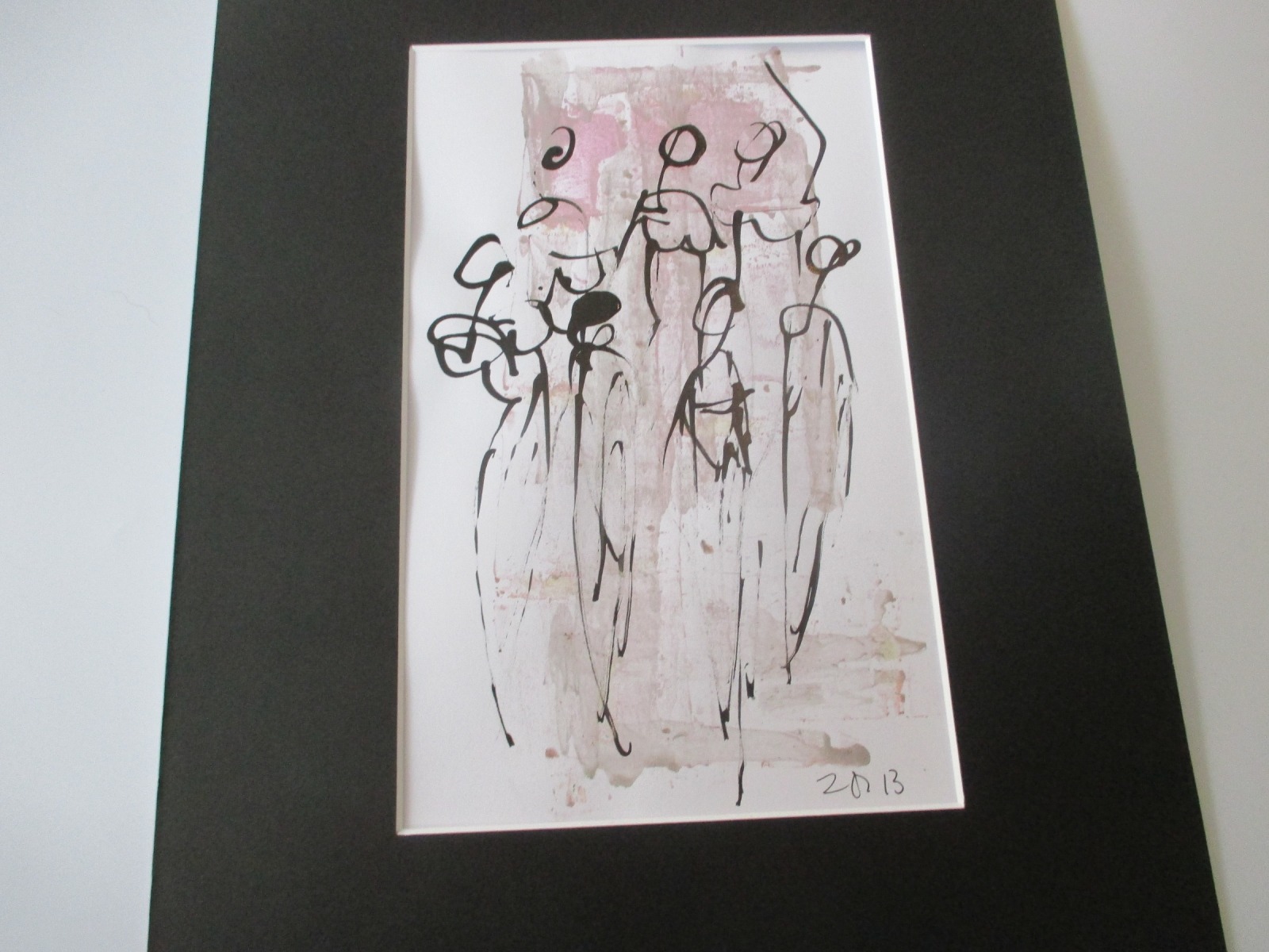 kleine goldene Tänzerinnen Original Zeichnung auf Künstlerpapier - 32x24cm in PP 30x40 mit