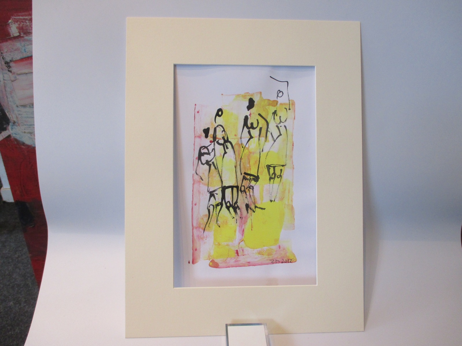 Tänzerinnen gelb Original Zeichnung auf Künstlerpapier - 32x24cm in PP 30x40 mit Bambusfeder -