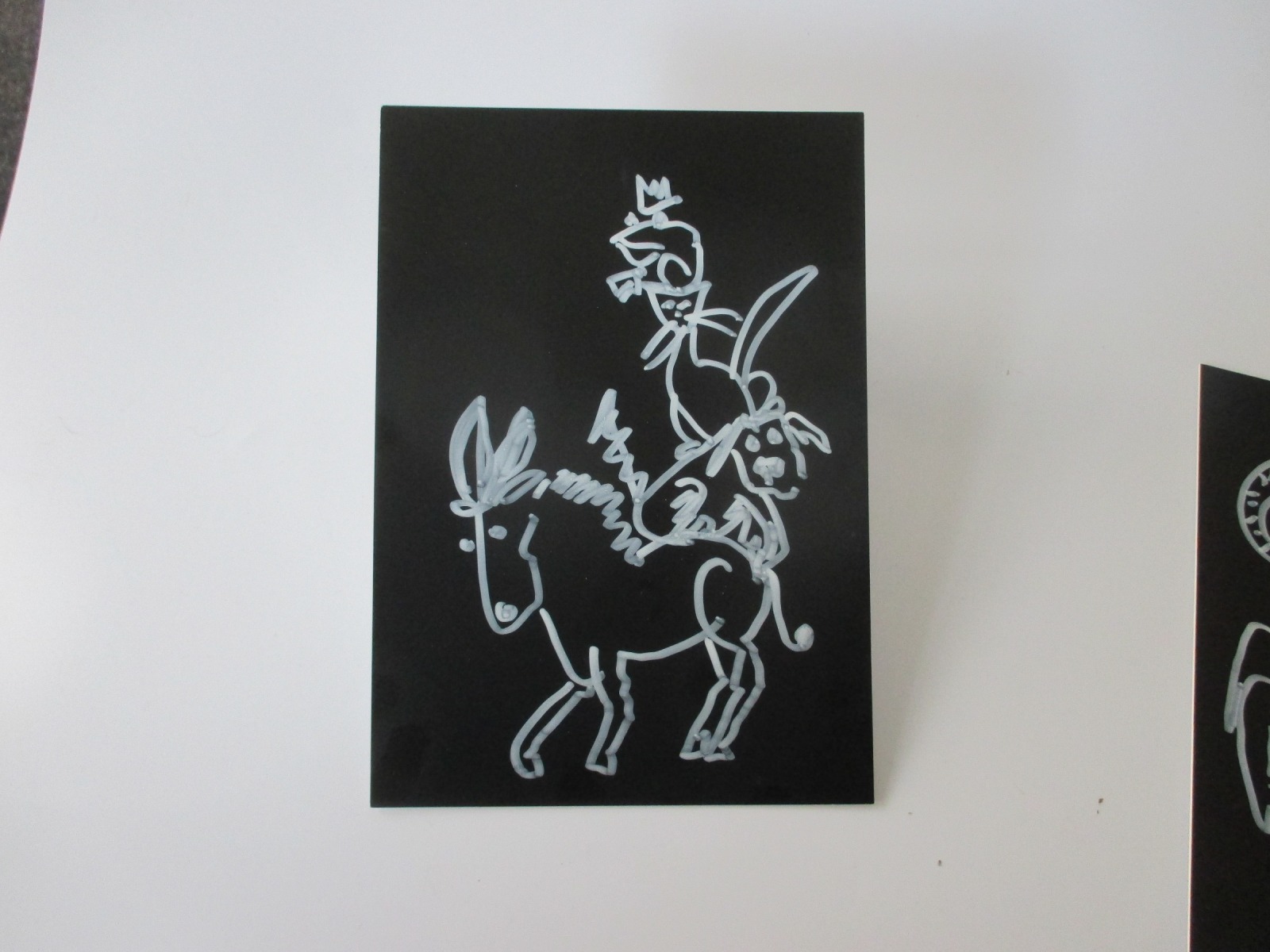 Turm der Tiere - Original Zeichnung auf dickem Karton black/White Acryl 21x15 cm 3