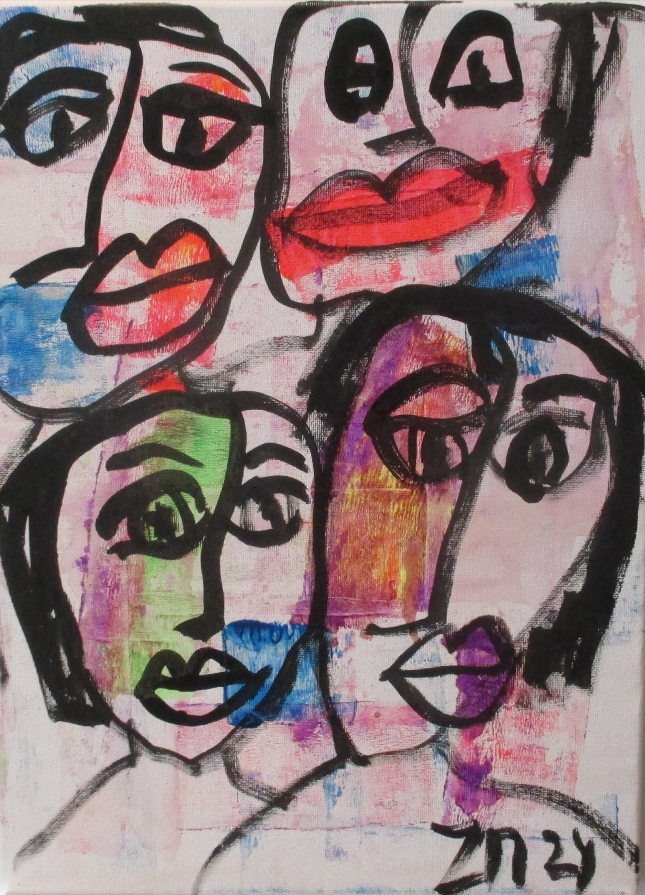 Faces, Leinwand / Zeichnung 40x30 cm auf Leinwand original