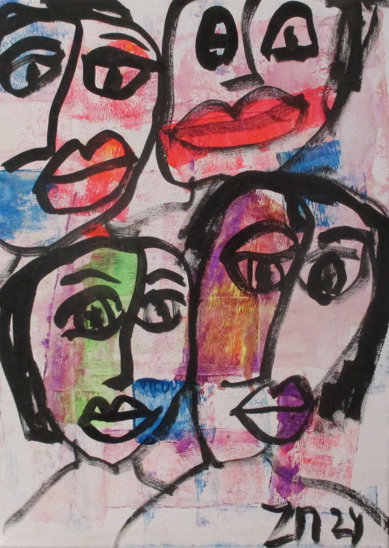 Faces, Leinwand / Zeichnung 40x30 cm auf Leinwand original 6