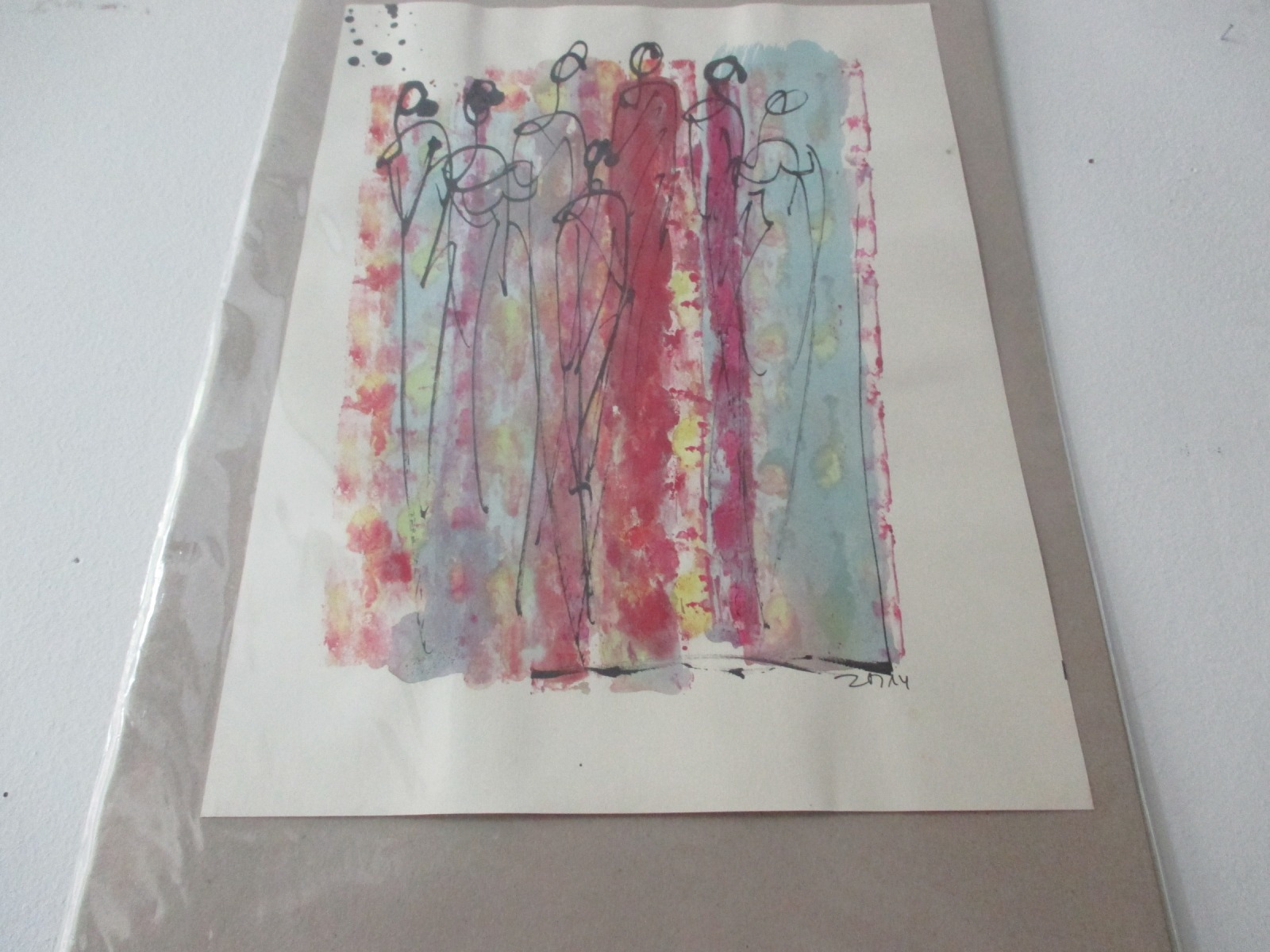 elegante Frauen, fashion xlZeichnung Unikat 40x30cm Feder-Zeichnung Aquarell Tusche 4