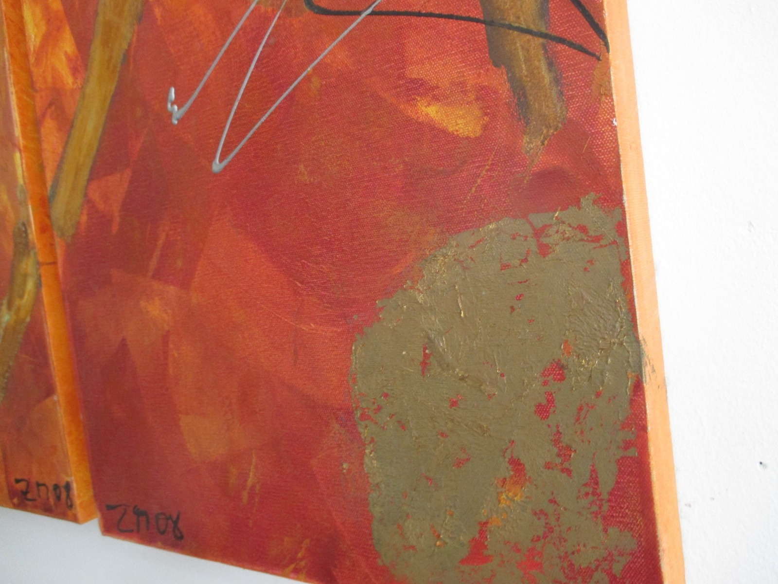 abstrakt rot mit rost , abstraktes Ölbild , Canvas, Original Sonja Zeltner-Müller 5