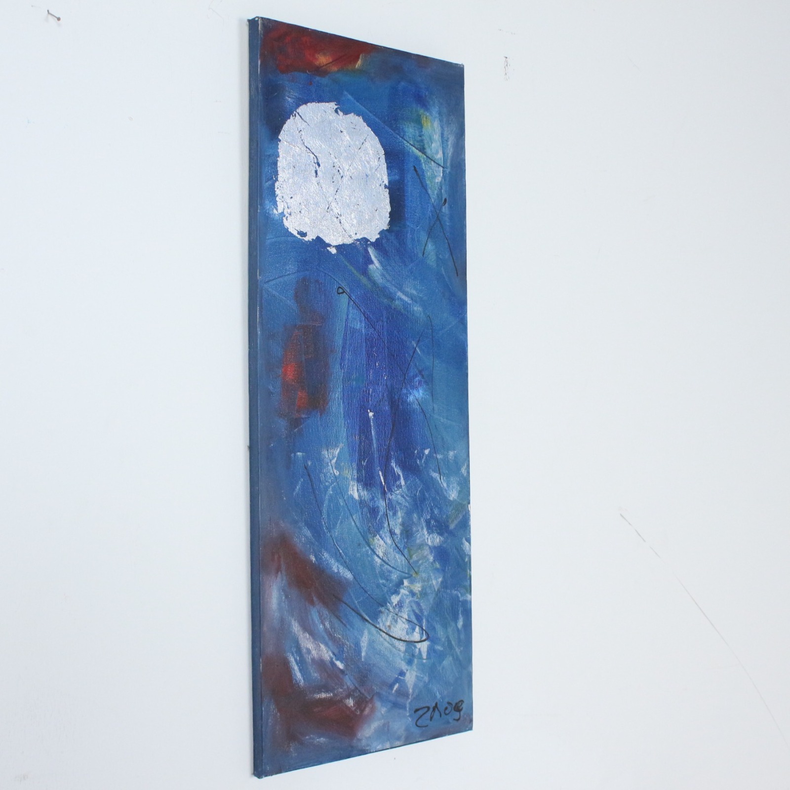 Ölbild silberner Mond 80x30 cm Sonja Zeltner-Müller 3