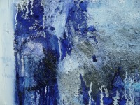 blaues Pigmentbild 120x120x6 cm Acryl Materialbild informele Malerei 5