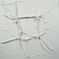 weiße Knüpfung 120x120x6 cm Acryl Materialbild informele Malerei 2