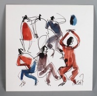 Tanz Original-Malerei auf 30x30 cm Künstlerkarton, Acryltusche 2
