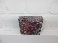 Abstraktes Farbfeuer, Original, Malerei, geblockte 4cm Leinwand, free shipping, rot, acrylpouring,
