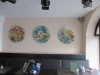 abstraktes Rundes Malerei Original Zeichnung Oel und Acryl auf runder Leinwand gespannt 90 cm