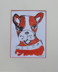 Bulli French Bulldog - Original Zeichnung auf Künstlerpapier 30x24 cm mit passepartout - farbige Tu