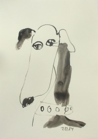 Windhund - Zeichnung DinA4 schwarz weiss Din A4 Feder-Zeichnung Aquarelle 5