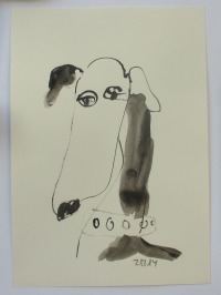 Windhund - Zeichnung DinA4 schwarz weiss Din A4 Feder-Zeichnung Aquarelle 3