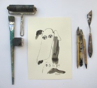 Windhund - Zeichnung DinA4 schwarz weiss Din A4 Feder-Zeichnung Aquarelle
