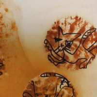 Katzen in Rost expressiv gezeichnet 70x70cm Acrylmalerei Malerei 3