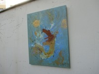 abstrakt blau mit rost Original Öl / Leinwand xl 80x100cm moderne Malerei 5