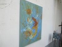 abstrakt blau mit rost Original Öl / Leinwand xl 80x100cm moderne Malerei 6