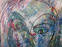 Frauenportrait expressiv gezeichnet 60x50 cm Acrylmalerei Malerei türkis 2