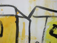 sonnige Stadtszene Acrylbild gelb-grau mediterrane Landschaft xl Kunstmuellerei 7