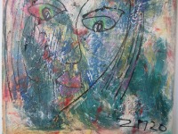Frauenportrait expressiv gezeichnet 60x50 cm Acrylmalerei Malerei türkis 3