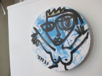 blaue Königin Original-Zeichnung auf 30 cm runder Leinwand, Acryl 2