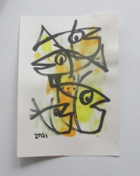 Fische Sternzeichen individualisierbar Zeichnung 30x21 Feder-Zeichnung, Aquarell, Tusche 2