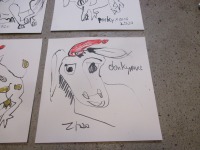 4 Weihnachten Tiere expressive Original Zeichnung auf Papier Tusche 4x20x20 cm Kuh Esel Schwein