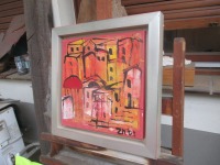 Toscana Original 30x30cm Acryl/Sand / rot Leinwand / Zeichnung 4