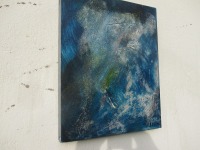 abstrakte moderne Malerei Blau je 40x50 cm MixedMedia Collage Original Oel / Leinwand 5