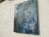 abstrakte moderne Malerei Blau je 40x50 cm MixedMedia Collage Original Oel / Leinwand 4