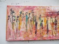 Abstrakte Leute, Original, Malerei, 40 x 140 cm Leinwand, Stadtleben, abstrakte Kunst,Malerei, 10