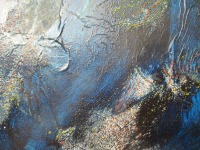 abstrakte moderne Malerei 2 x Blau je 40x50 cm MixedMedia Collage Original Oel / Leinwand 8