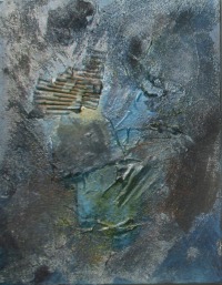 2 Blaue Collagen auf Leinwand Original mixedmedia je 40x 50 cm Sonja Zeltner-Müller 5