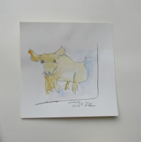 4 x wilde Schweine expressive Original Zeichnungen auf Papier Tusche 4x20x20 cm 2