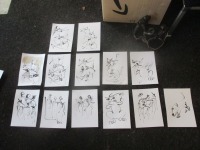 2 abstrakte Engel Original Zeichnungen mit Kaffee - Schwarz-weiss Unikat Tusche Zeichnungen 5