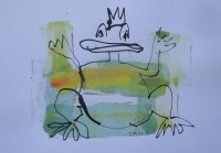 Froschkönige 2 lustige Original Zeichnungen auf Papier Tusche Aquarell- je 30x21 cm 7